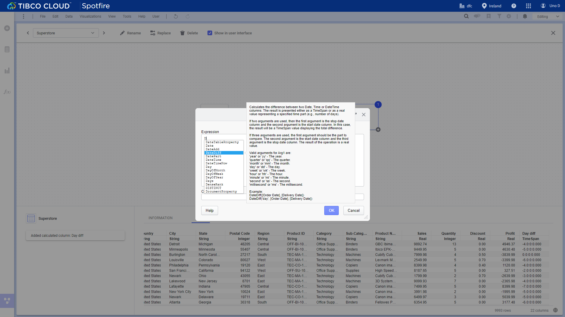 Figure 2-26 Description window - Tibco Cloud Spotfire